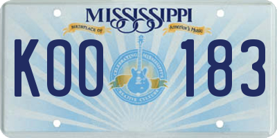 MS license plate KOO183