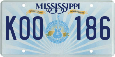 MS license plate KOO186