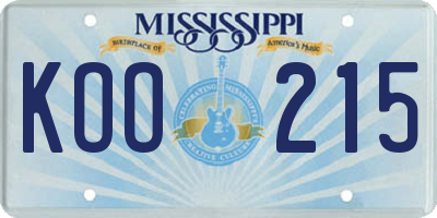MS license plate KOO215