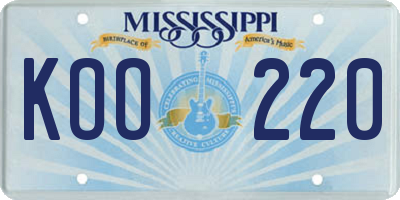 MS license plate KOO220