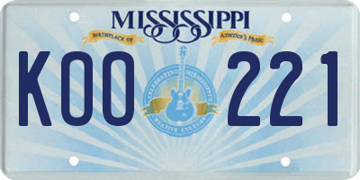 MS license plate KOO221