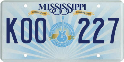 MS license plate KOO227