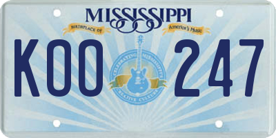 MS license plate KOO247