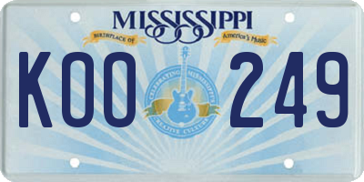 MS license plate KOO249