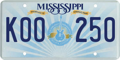 MS license plate KOO250