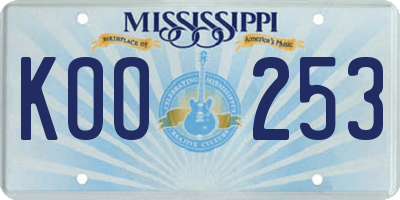 MS license plate KOO253