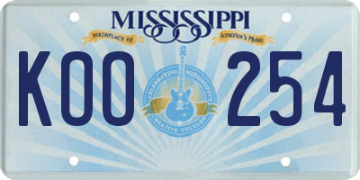 MS license plate KOO254