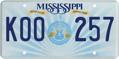 MS license plate KOO257