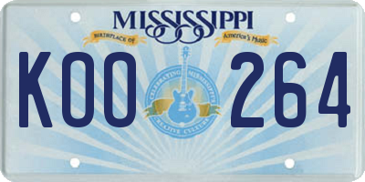 MS license plate KOO264