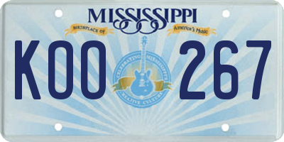 MS license plate KOO267