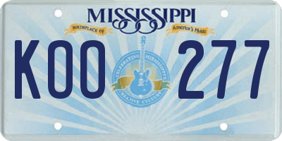 MS license plate KOO277