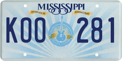 MS license plate KOO281
