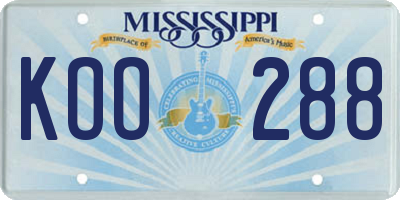MS license plate KOO288