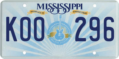 MS license plate KOO296