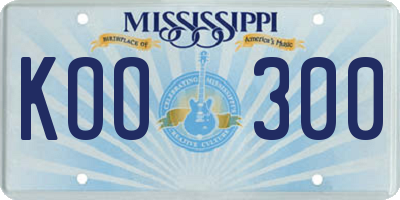 MS license plate KOO300