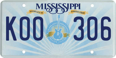 MS license plate KOO306