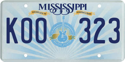 MS license plate KOO323