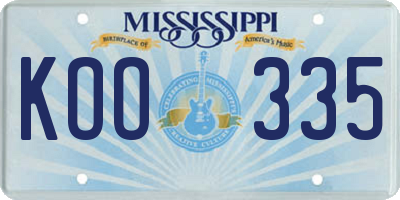 MS license plate KOO335