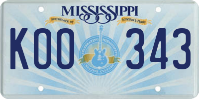 MS license plate KOO343