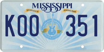 MS license plate KOO351