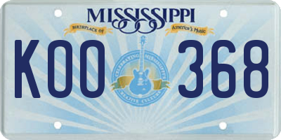 MS license plate KOO368