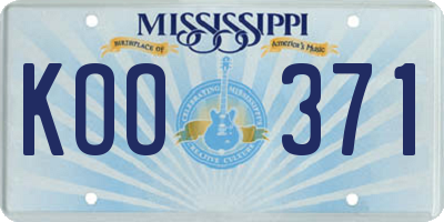 MS license plate KOO371