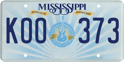 MS license plate KOO373