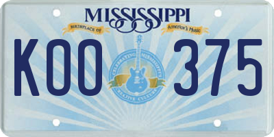 MS license plate KOO375