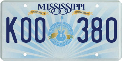 MS license plate KOO380