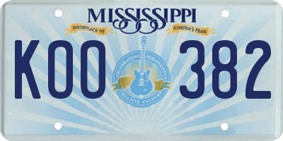 MS license plate KOO382