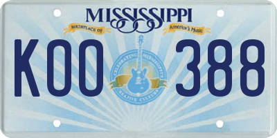 MS license plate KOO388