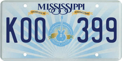 MS license plate KOO399
