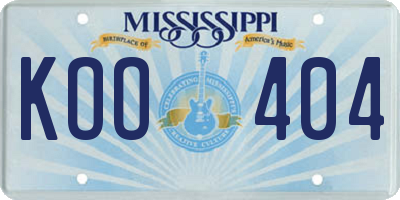 MS license plate KOO404