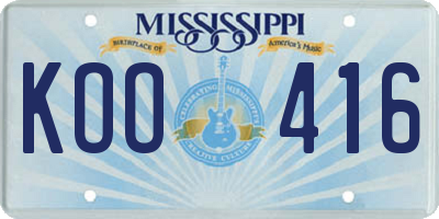 MS license plate KOO416