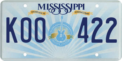 MS license plate KOO422