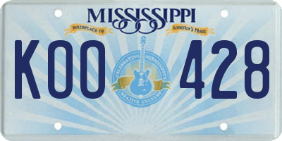 MS license plate KOO428