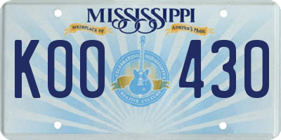 MS license plate KOO430