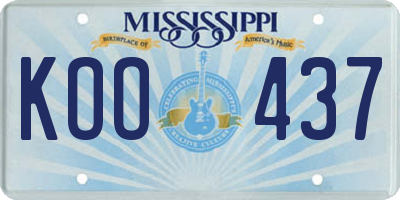 MS license plate KOO437