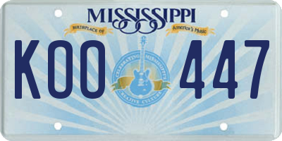 MS license plate KOO447