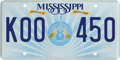 MS license plate KOO450