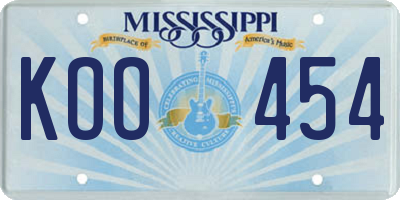 MS license plate KOO454