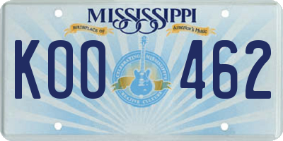 MS license plate KOO462