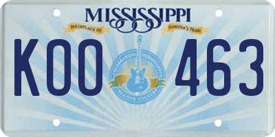 MS license plate KOO463