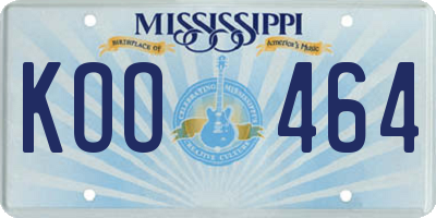 MS license plate KOO464