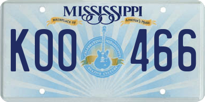 MS license plate KOO466