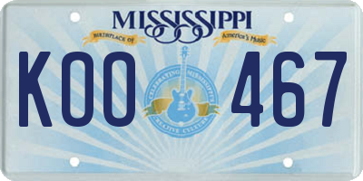 MS license plate KOO467