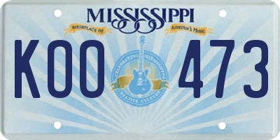 MS license plate KOO473