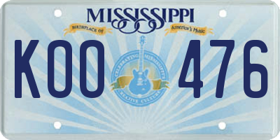 MS license plate KOO476