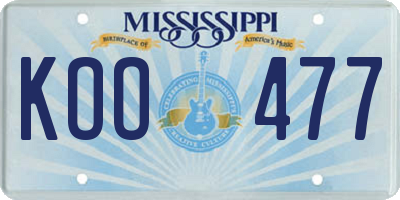 MS license plate KOO477