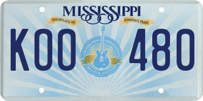 MS license plate KOO480